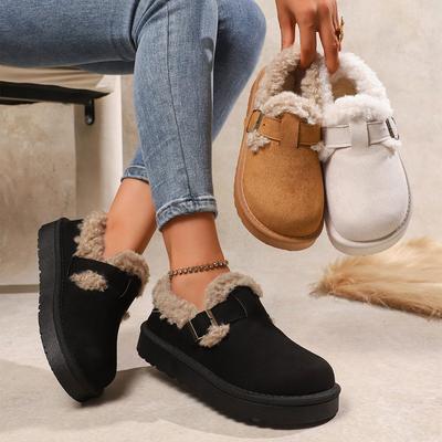 Мао Мао повседневные зимние сапоги на одной педали новые замшевые хлопковые туфли на толстой подошве с круглым носком и подошвой-маффин замша