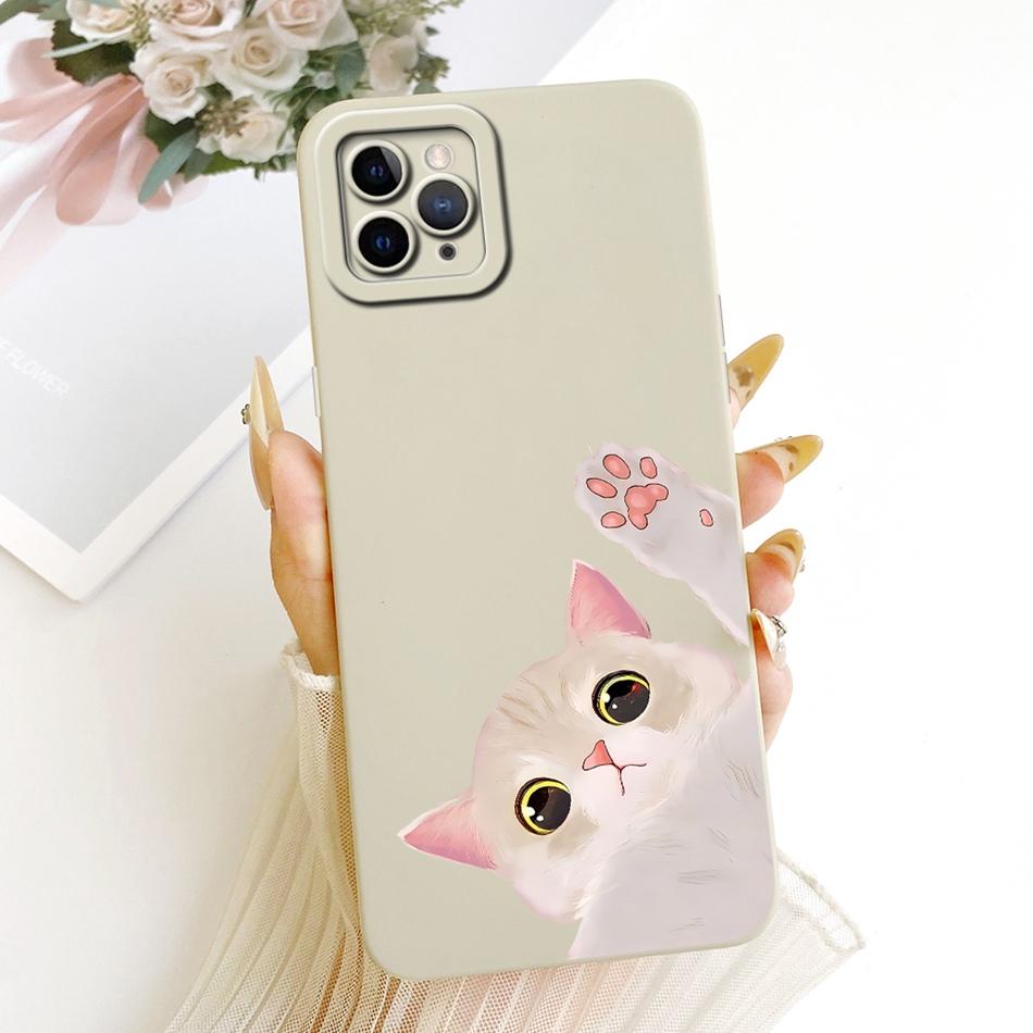 For iPhone 11 Pro Max Cute Cat Flower Cartoon Phone Case For iPhone11 11Pro 11ProMax Shockproof Soft Silicone Covers Bumpers