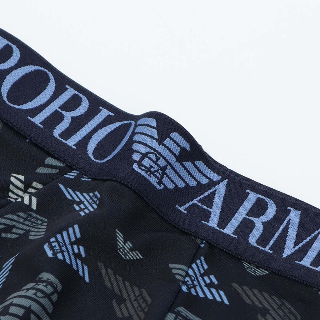 Мужские трусы-боксеры Emporio Armani из микрофибры с принтом по всей поверхности, с застежкой спереди, размер ЕС, 54095350, темно-синий, размер M (Европейский размер 68)