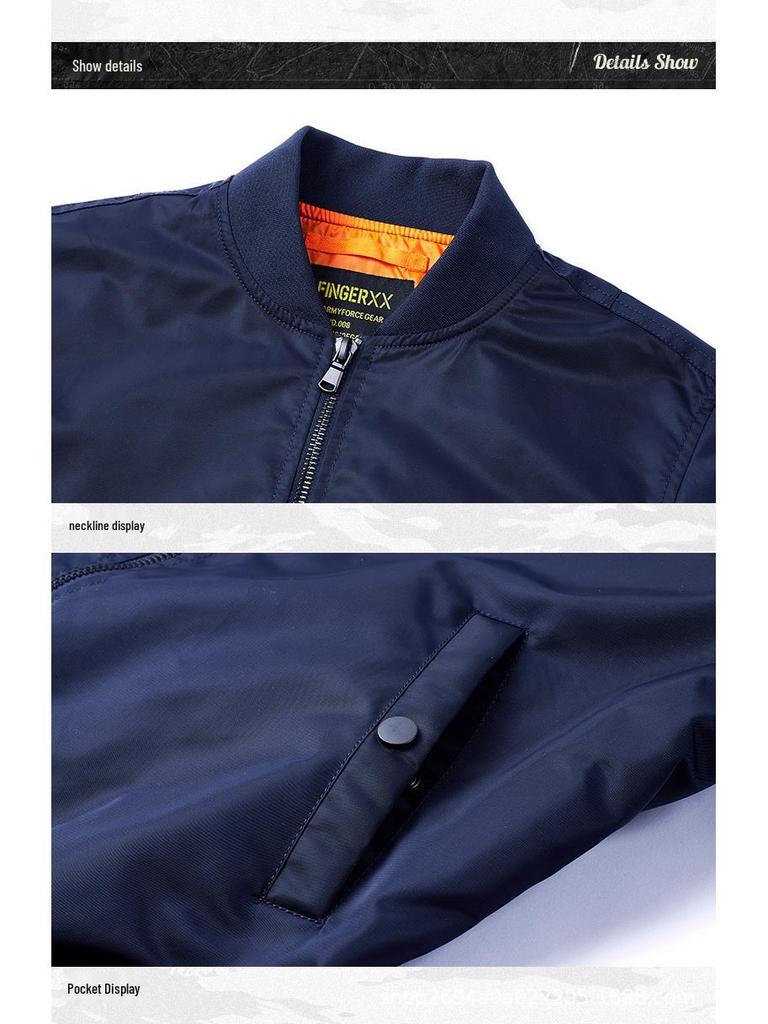 Men's Spring MA-1 Bomber Jacket: Solid Color Motorcycle Outerwear, Plus Size Baseball Collar Flight Suit