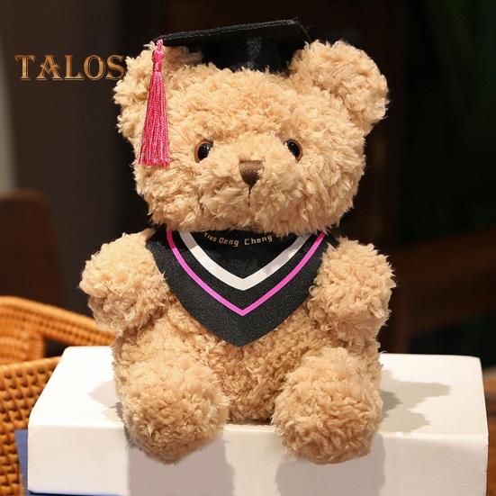 Мультяшная кукла-медведь, подарок на выпускной, мягкая, пушистая, моющаяся, с декором в шляпе, плюшевая игрушка в виде доктора, животного, выпускной топпер для торта, украшение для букета, реквизит