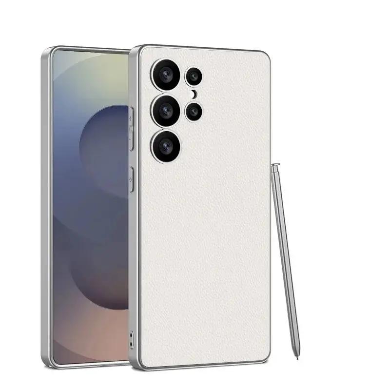 Чехол для телефона из металлической лакированной кожи для Samsung Galaxy S23 S24 S25 Ultra 5G, роскошный матовый чехол S24Ultra S25Ultra, защитный чехол