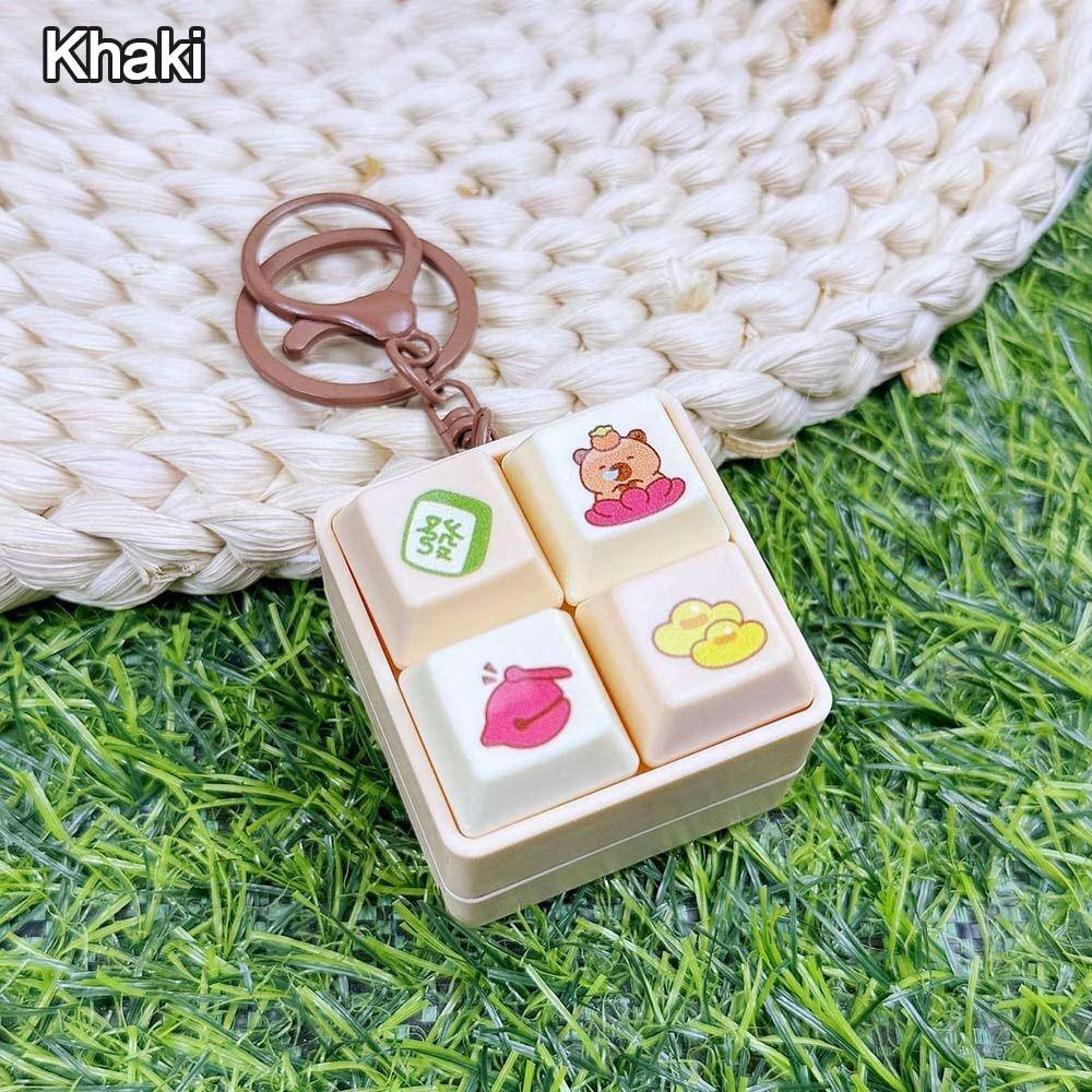 Keys Button Finger Keyboard Caps Cartoon Four-square Keychain Relaxing Clicker Toy