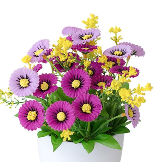Artificial Flower Pot Chrysanthemum Desktop Decor Plastic Everlasting Fake Potted Plant