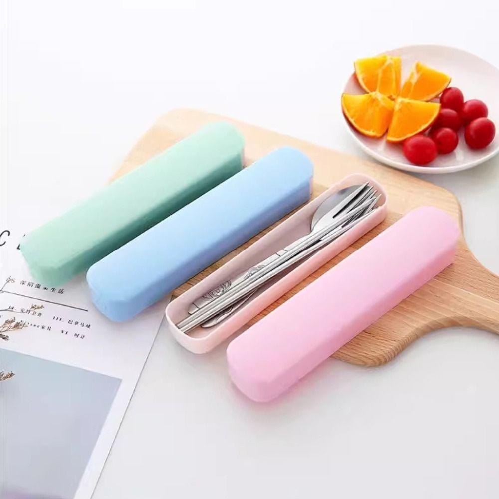 3 шт./набор портативных столовых приборов из нержавеющей стали с коробкой для хранения ложек модный набор столовых приборов
