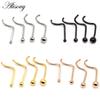 Alisouy 1PC Small Ball Nose Rings Piercing Ear Studs Earrings 1.5mm 20G Surgical Stainless Steel Black Gold Color Body Jewelry