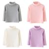 Kids High Collar Cotton T-shirt Pure Color Long Sleeve Bottoming Tops For Kids Boys Girls Autumn Winter Inner Clothes