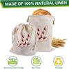 Yousheng Drawstring Bread Bag Reusable Linen Bread Storage Bag Homemade Loaf Bread Container Unbleached Food Dry Fruits Bag Kitchen Gadgets