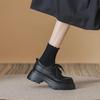 British style lace-up small leather shoes women's 2024 new spring and autumn black platform non-slip versatile loafers women's single shoes