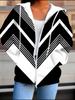 Geometry 3D Printed Hooded Cardigan Plus Size Autumn Winter Retro