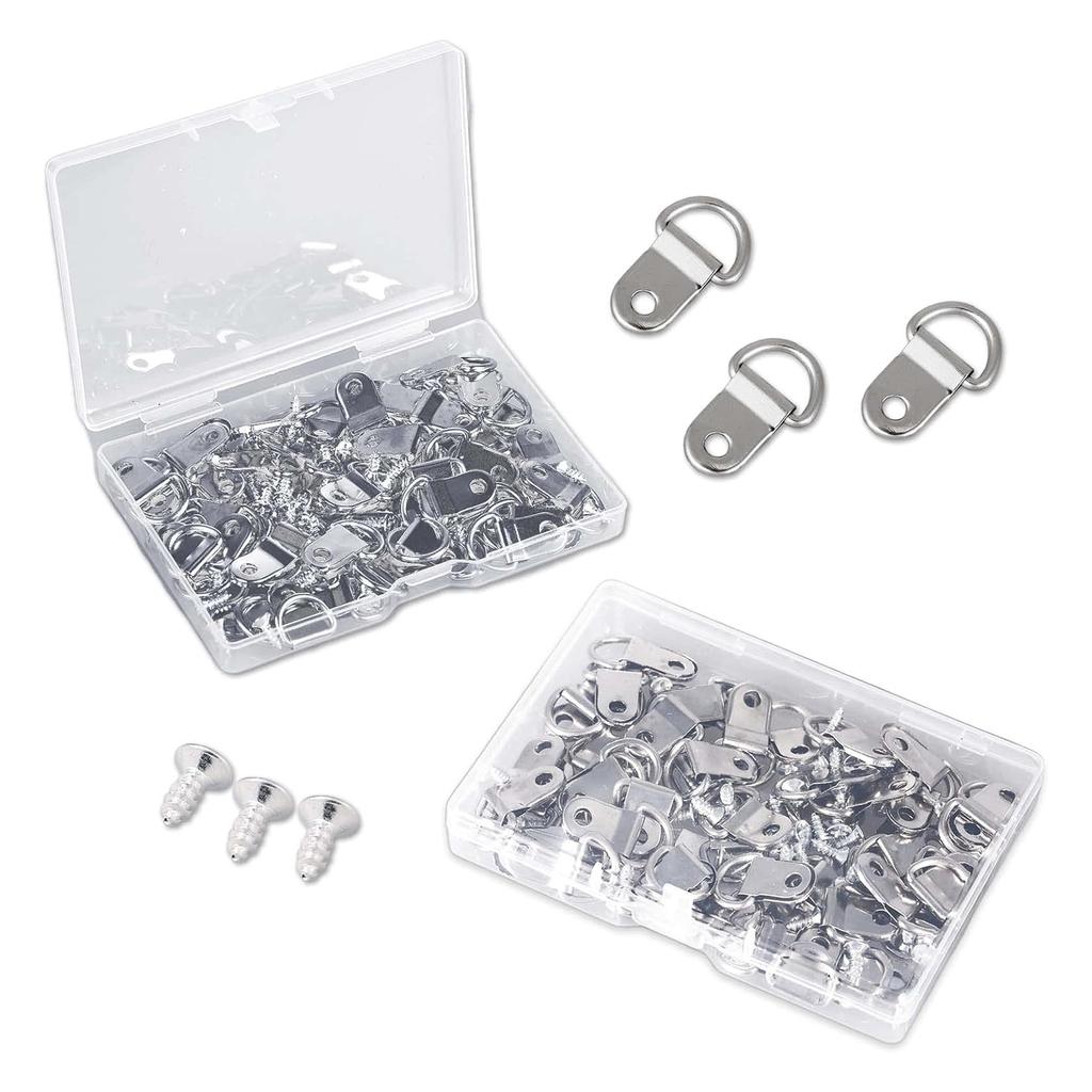100pcs Picture Hangers Strong Nickel Plated Frame Wire Set with Screws Canvas Hook Wall Bracket Hangers for Wall Decor