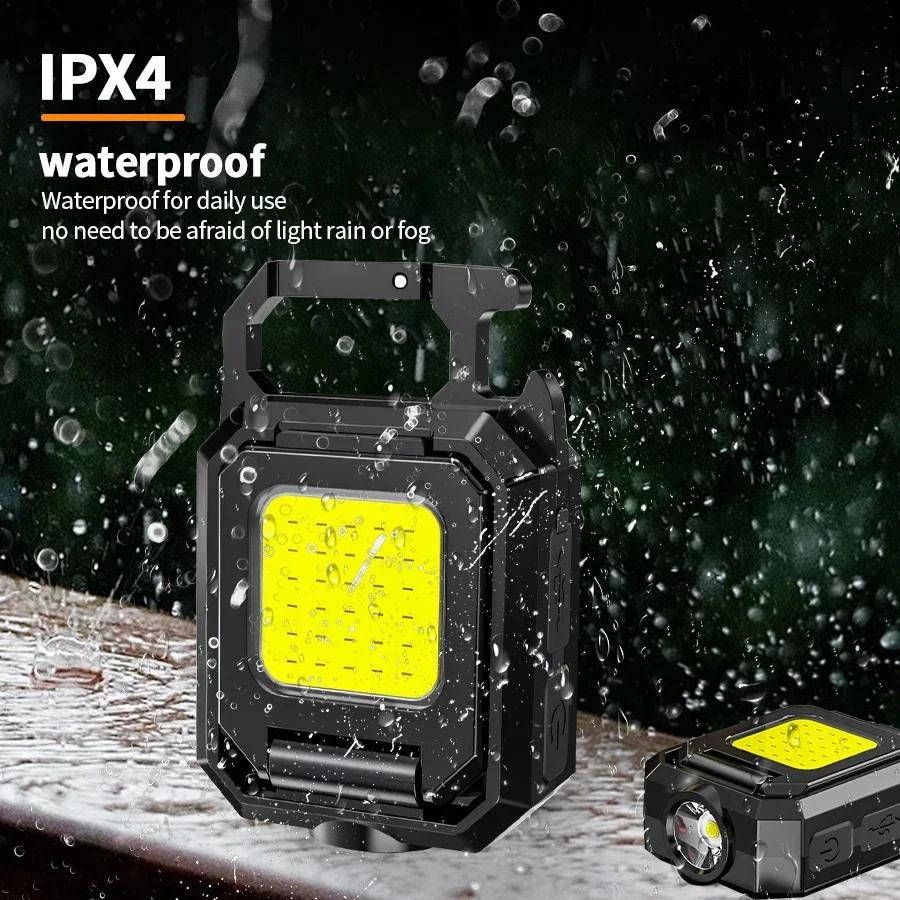 XIWANGFIRE WJ-808 XPE Pocket Work Light 1000LM COB LED Mini Keychain Lamp USB Rechargeable Flashlight for Outdoor Camping Hiking