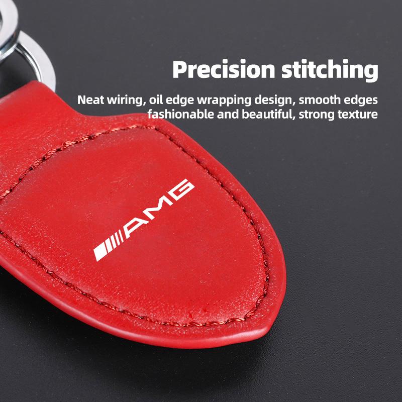 Car Leather Key Chain Ring Luxury Shield Keychain Tire Valve Cap For Mercedes Benz AMG GLE GLS CLA CLE GLC CLS GLA W223 W213 WI3