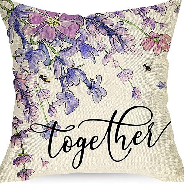 Растение и Цветок Льняная Наволочка Фиолетовая Лаванда С Принтом Подушка Чехол Наволочка Дом Диван