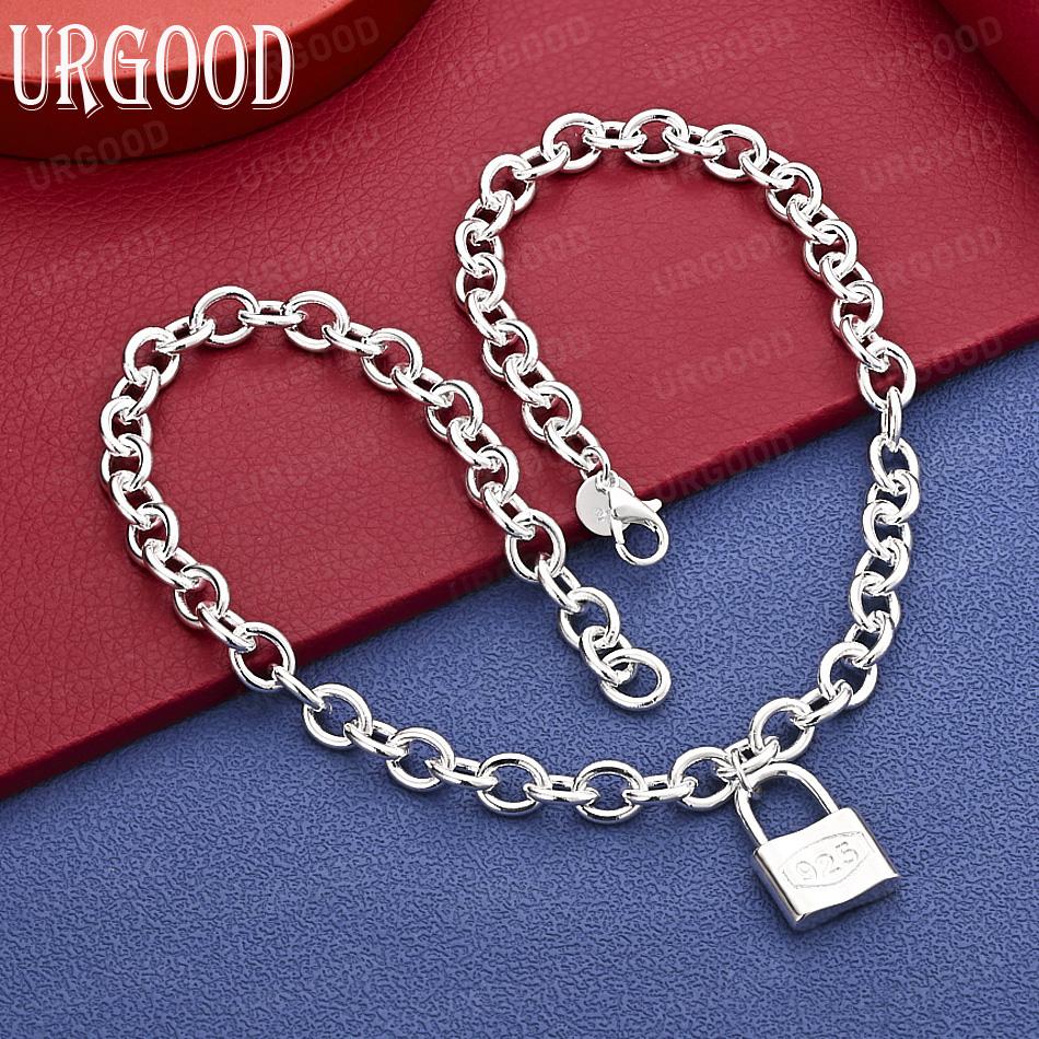 925 Sterling Silver Fashion Lock Necklace - Banquet Gift Jewelry