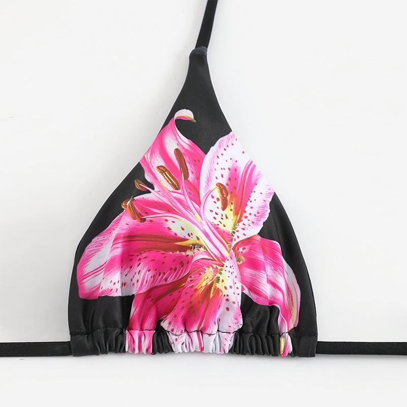 Европейский и американский принт, комплект бикини с утягивающей юбкой-накидкой - Женский пляжный костюм из 3 предметов 2025