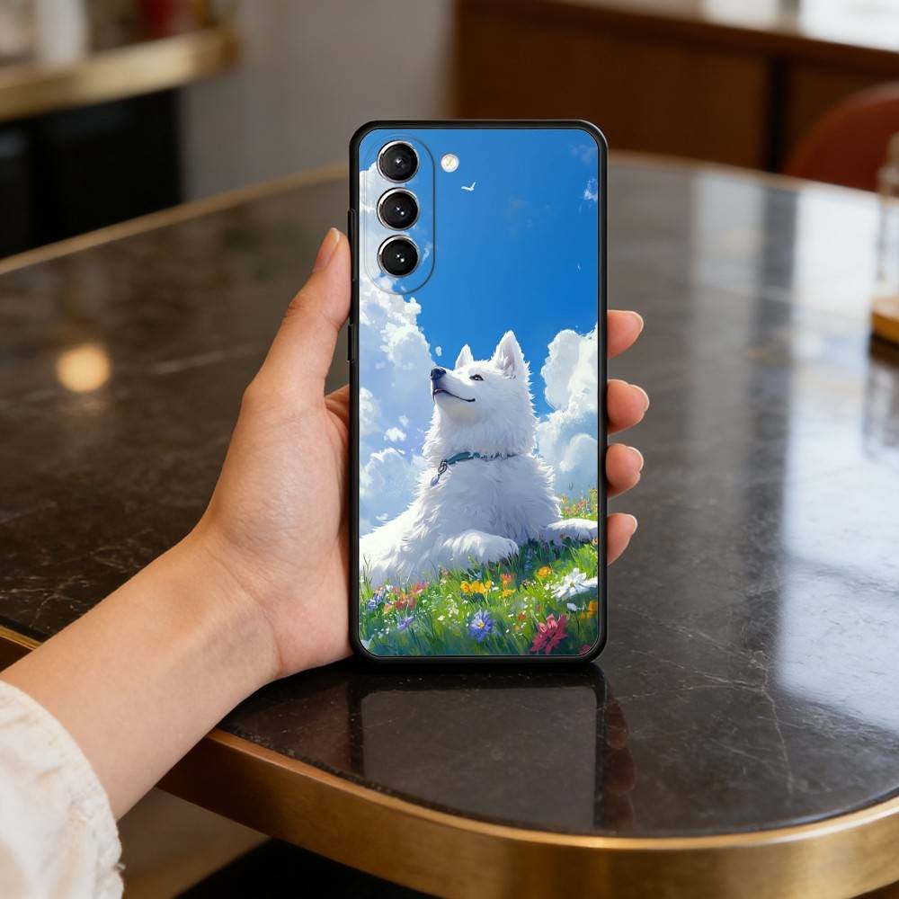 Милый Чехол с Собакой Самоед для Samsung Galaxy S21 S25 FE S24 S23 Ultra S20 S9 S22 Plus S10 TPU Чехол