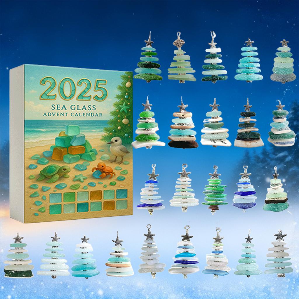 Рождественское подвесное украшение Морское стекло Акриловая рождественская елка Адвент-календарь Подвесное украшение для рождественского отсчета Домашний декор Вечеринка