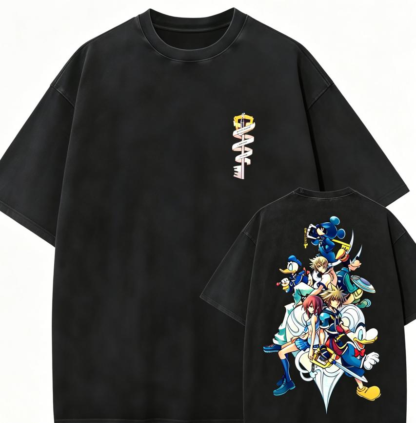 Kingdom Hearts Сора Аниме Любитель Стиранная Футболка Круглогодичная одежда Высокое качество Личность Одежда Большой Размер Унисекс Новая Модель Футболка для Пар