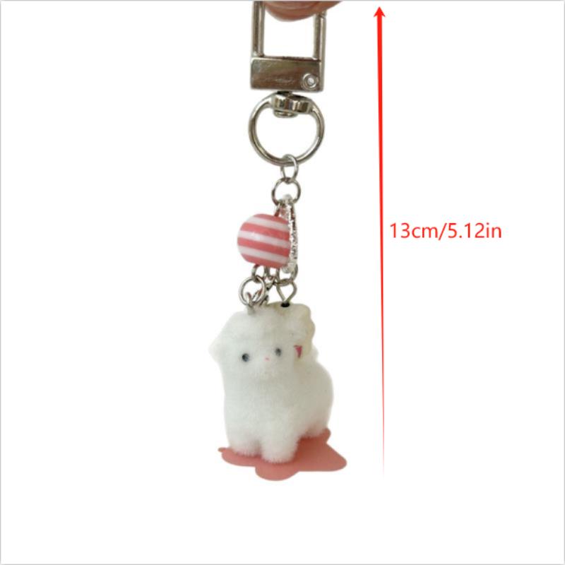 Cute Flocking Alpaca Keychain Pendant Lanyard Phone Chain Lovely Animal Sheep Backpack Charm Girl Bag Hang Ornaments Couple Gift