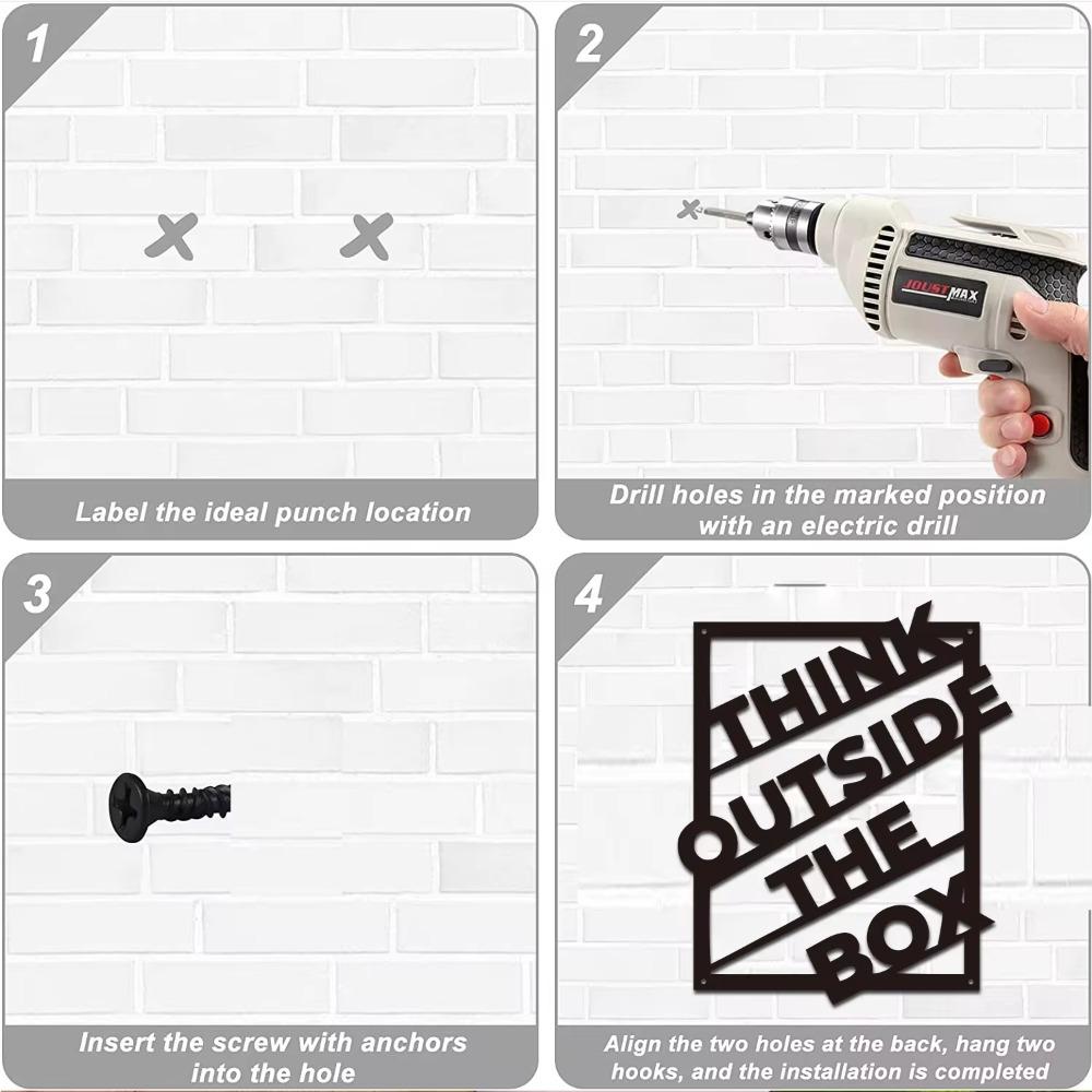 Мысли за пределами коробки" Металлическая табличка Современное украшение стены Стильное металлическое настенное искусство Идеальный подарок на новоселье Элегантный декор для спальни