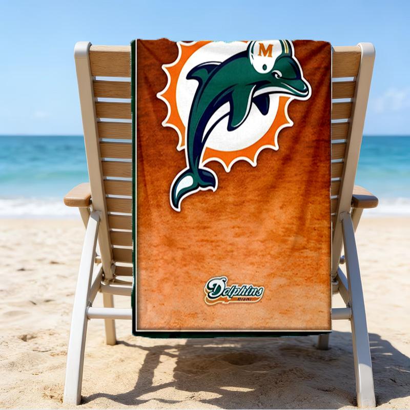 Dolphins Team Logo Artwork Quick-Dry Microfiber Beach Towel Super Soft & Absorbent for Bath, Beach, Travel Bath Time Accessory, Fan gifts