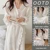 Women's Ruffle Long Sleeve Robe - Autumn/Spring Thin Solid Color Pajamas Homewear, Sweet Ins Style.