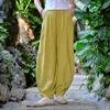 Johnature Women Spring Wide Leg Pants Solid Color Linen Elastic Waist Trouser Loose Patchwork Women Long Pants