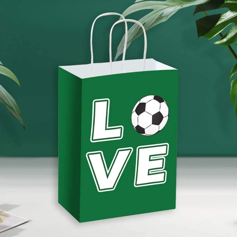 12 PCS Printed Gift Bags for Soccer Events Portable Paper Packs with Handles Gift