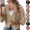 Women's Solid Color Knitted Sweater With Sleeves,casual Sweater Jacket