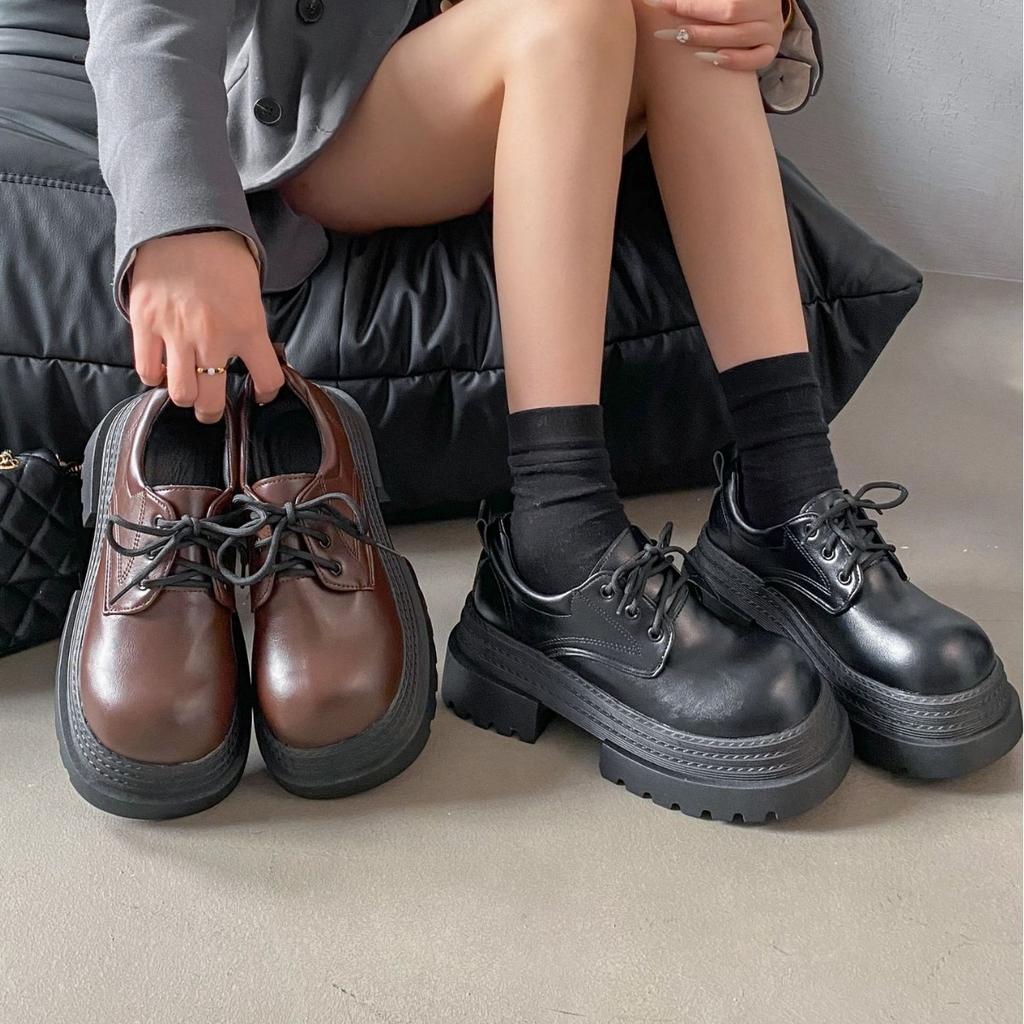 Loafers Platform Shoes Women's 2025 Spring New Retro British Style Black College Style Single Shoes Women's Small Leather Shoes