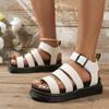 Fashion 2024 New Platform Women's Sandal Fashion Peep Toe Metal Buckle Car Stitch Roman Sandal Large Size Casual Sport Ladies Sandals