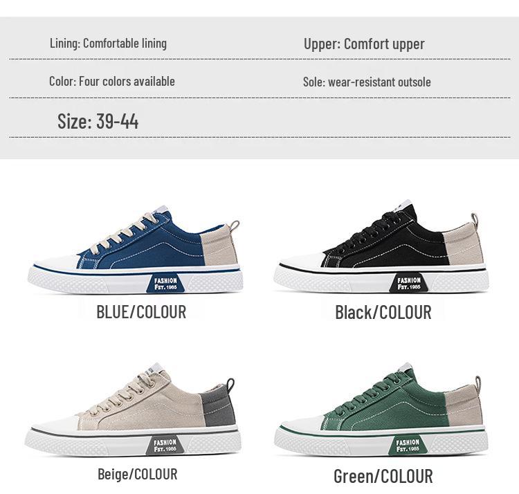 Men's Low Top Canvas Sneakers - Versatile Spring/Autumn 2025 Trendy Casual Sports Shoes