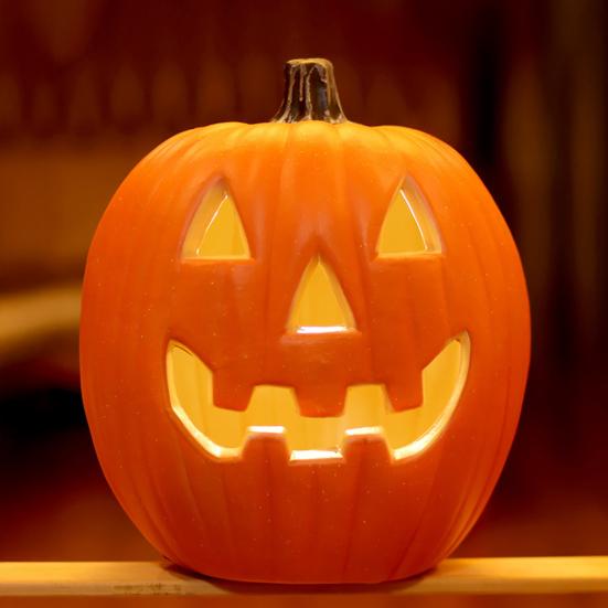 Halloween Pumpkin Lantern Spooky LED Light Up Pumpkin Figurine for Indoor Outdoor Halloween Tabletop Decor