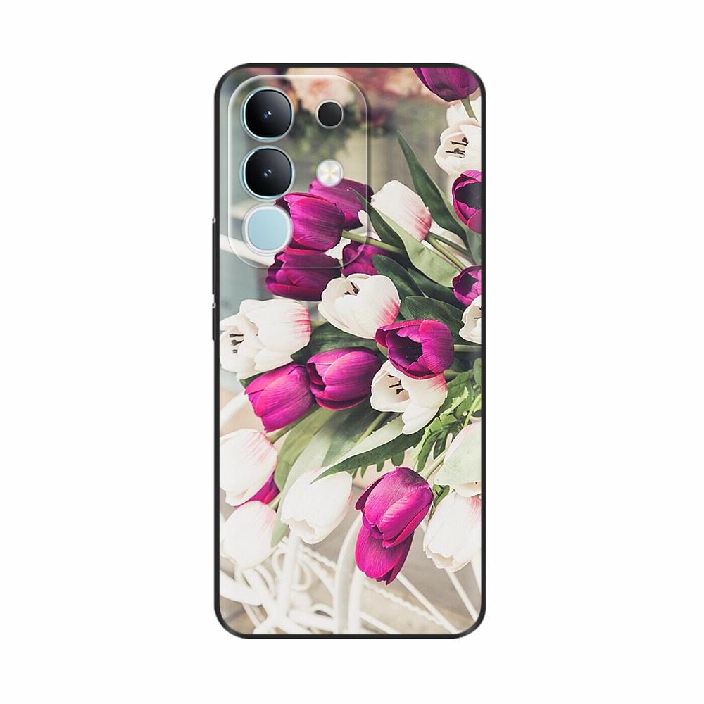 Чехол-крышка для Vivo Y29 4G 2025 Милые Цветы Мягкий Силикон Capa Чехлы для Телефона Для Vivo Y29 4G Чехол Мультяшные Ударопрочные Сумки Coque