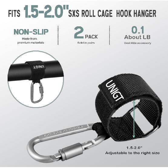 2 шт. Крючок UTV для подвешивания гарнитур, шлема и очков, многоцелевые карабины для владельца электросамоката, подходят для дуги безопасности SXS 1,5-2,0"