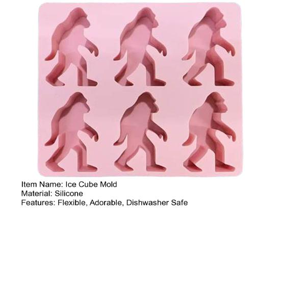 Ice Cube Mold 6-Cavity Gorilla Shape Ice Cube Tray for Whiskey Cocktails DIY Treats Reusable Easy Release Popsicle Molds