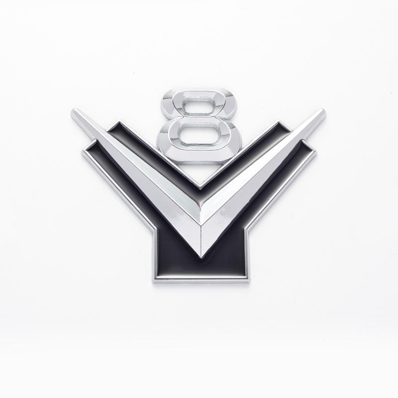 AABHC1 Car Styling Metal V8 Logo Car Fender Emblem Rear Trunk Badge Decor Sticker For Dodge Jeep Ford Chevrolet Lexus Jaguar Chrysler