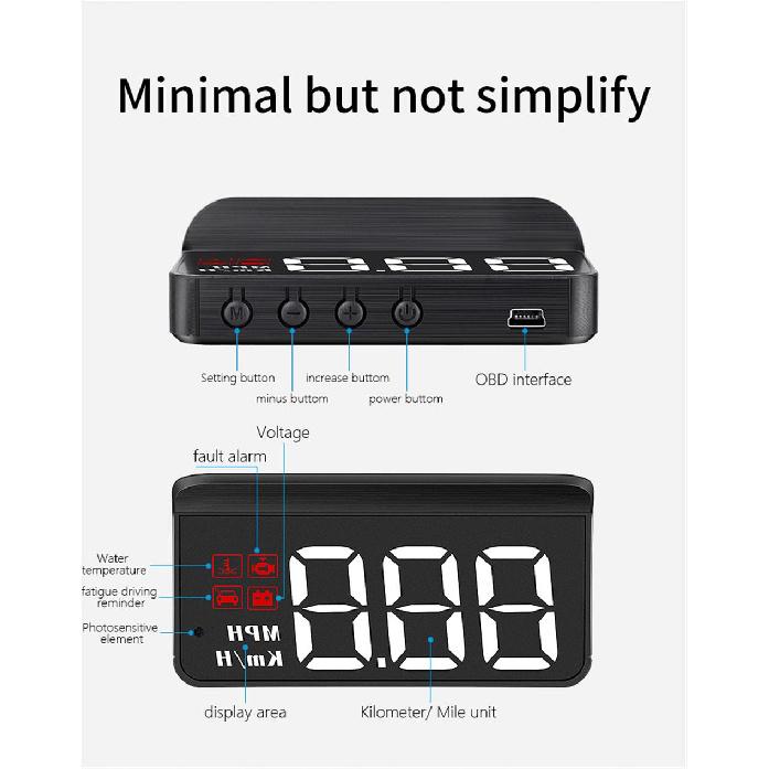 M3 OBD2 HUD Head Up Display OBD2 Car Speed On-Board Computer Fuel Mileage With Alarm Car Electronics Accessories Glass Projector Radio Accessories 4