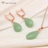 Fashion Rose Gold Color Elegant Water Drop Dangle Earrings Jewelry Sets For Women Wedding Classic Pendant Necklace