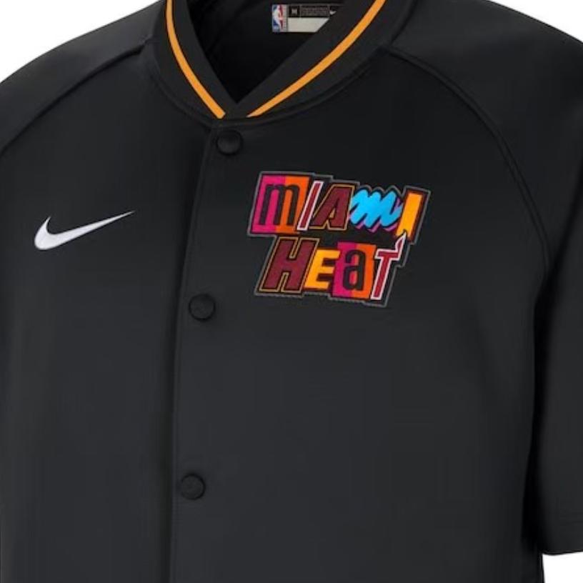 Nike X NBA Collaboration Miami Heat Showtime City Edition Single-Breasted Raglan Short Sleeve Jacket Unisex Jacket Black DB2458-010