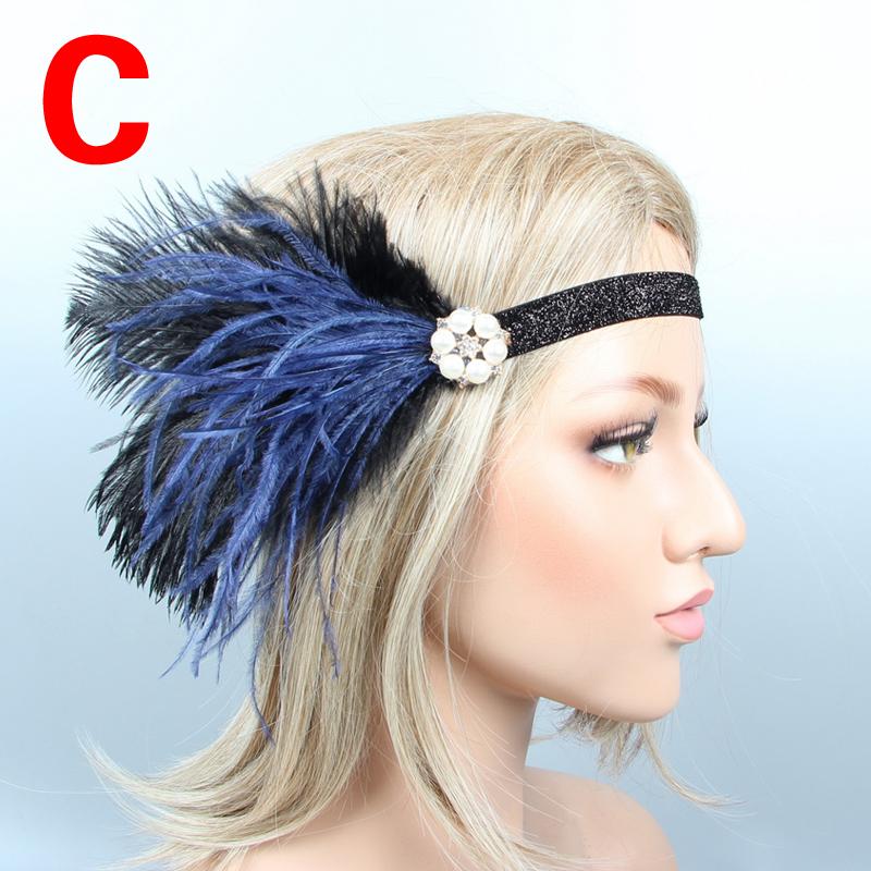 Women Hair Accessories Feather Headband Rhinestone Beaded Party Headpiece 1920s Vintage Gatsby MIT