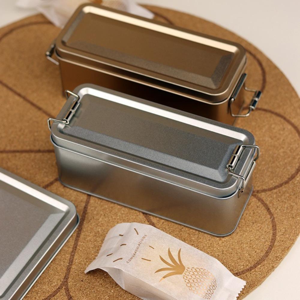 Old-fashioned Rectangular Iron Box with Lid Candy Box High Quality Buckle Iron Box