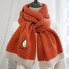 Scarf Women's Winter Korean Version Versatile Student Thickened Long Warm Solid Color Wool Knitted Scarf Japanese Style Autumn and Winter