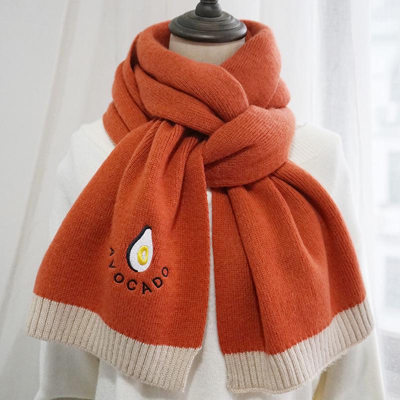 Scarf Women's Winter Korean Version Versatile Student Thickened Long Warm Solid Color Wool Knitted Scarf Japanese Style Autumn and Winter