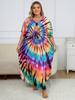 Plus Size Women Kaftan Caftan Bohemian Printed V Neck Long Dress Maxi Dress Vacation Bathing suit cover up House robe Q1218
