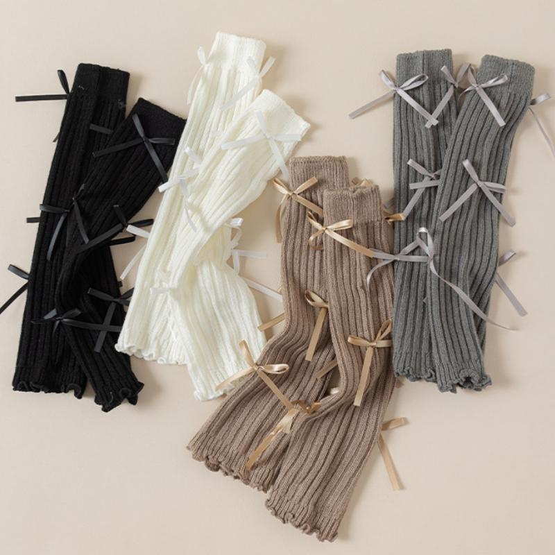 Детские носки с ворсом, модные школьные носки в балетном стиле для детей и девочек, креативный дизайн, детские носки с бантом на бретельках, теплые осенне-зимние носки