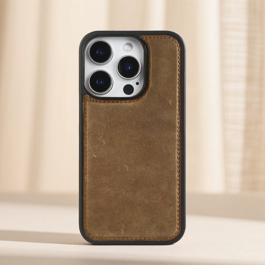 Ретро Чехол из натуральной кожи с узором Crazy Horse для iPhone 16 Pro Max 15 14 13 12 11 Роскошная задняя крышка из коровьей кожи Защитный чехол