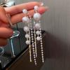 Fashion Long Big Pearl Tassel Earrings For Women Crystal Chain Dangle Drop Earings Korean Jewelry Wedding Bijoux Femme New