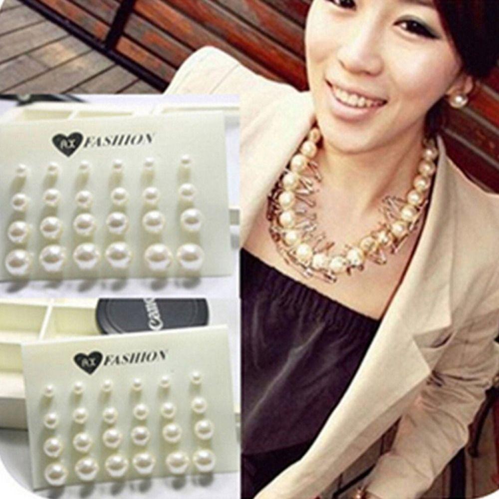 Design Trendy Metal Ear Studs Girl Stud Earrings Set Imitation Pearl Earrings Korean Style Earrings